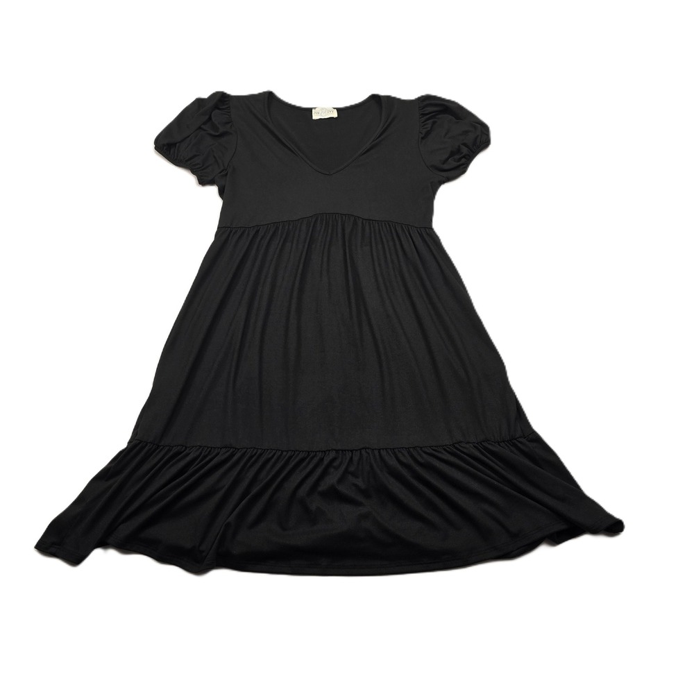 Jun and Ivy Women's Babydoll Black Short Sleeve Mini Dress M